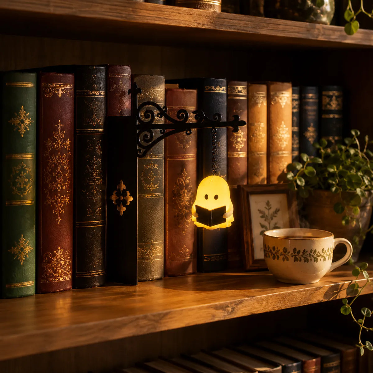 Nooklyn – Miniature Hanging Bookshelf Lantern with Warm LED Glow