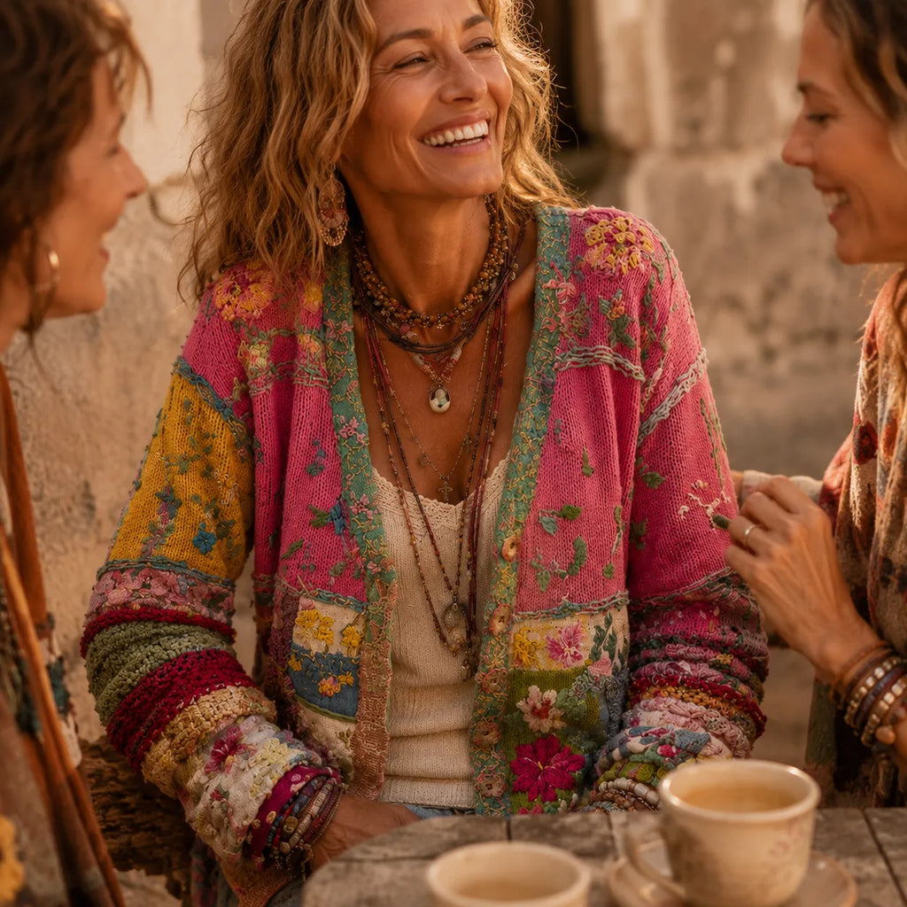 Solenne – Floral Patchwork Boho Cardigan