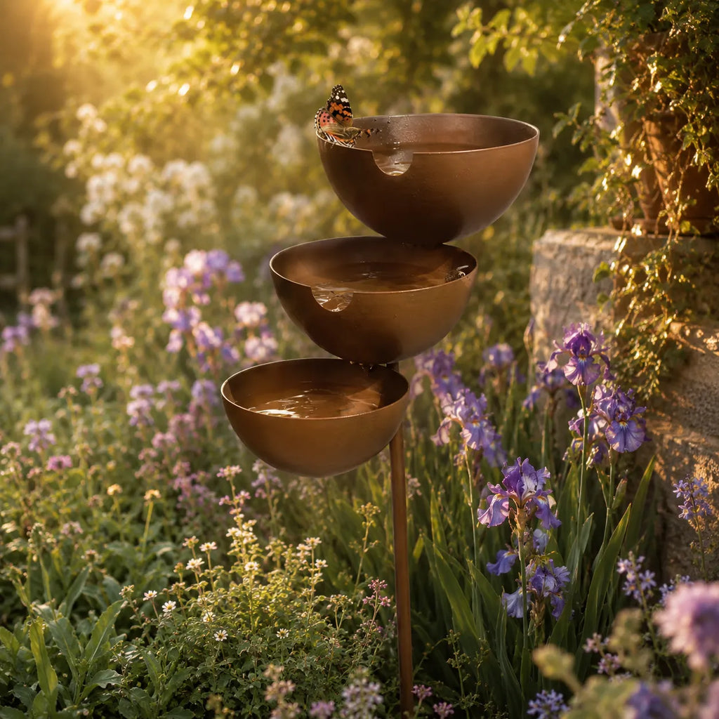Birdsong – 3 Tier Cascading Bird Bath Garden Stake with Rain Catcher Bowls