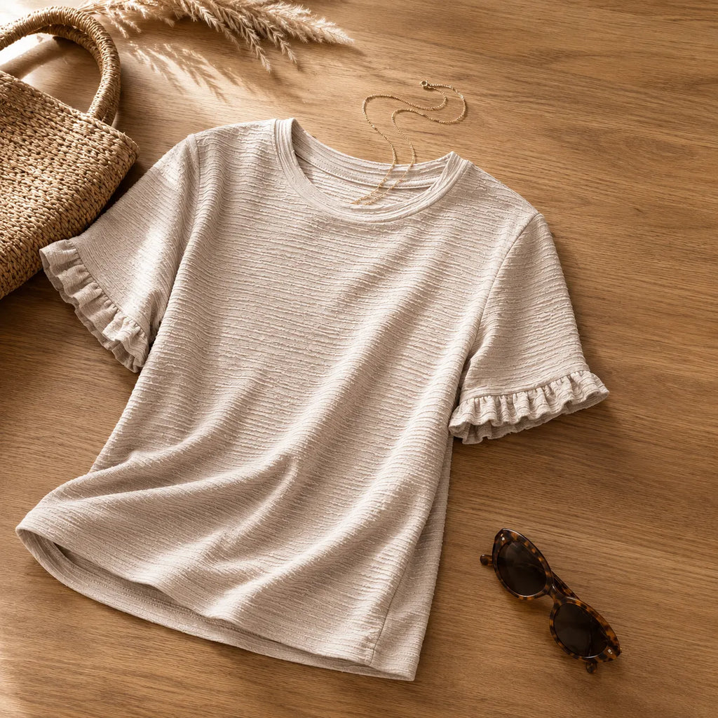 Marelle – Textured Flutter Sleeve Top
