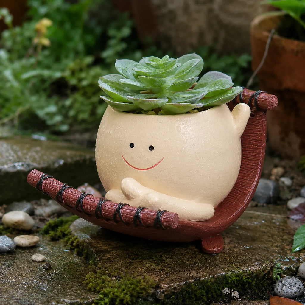 Pippin – Smiley Face Planter Pot with Rocking Chair, Swing & Hammock Designs