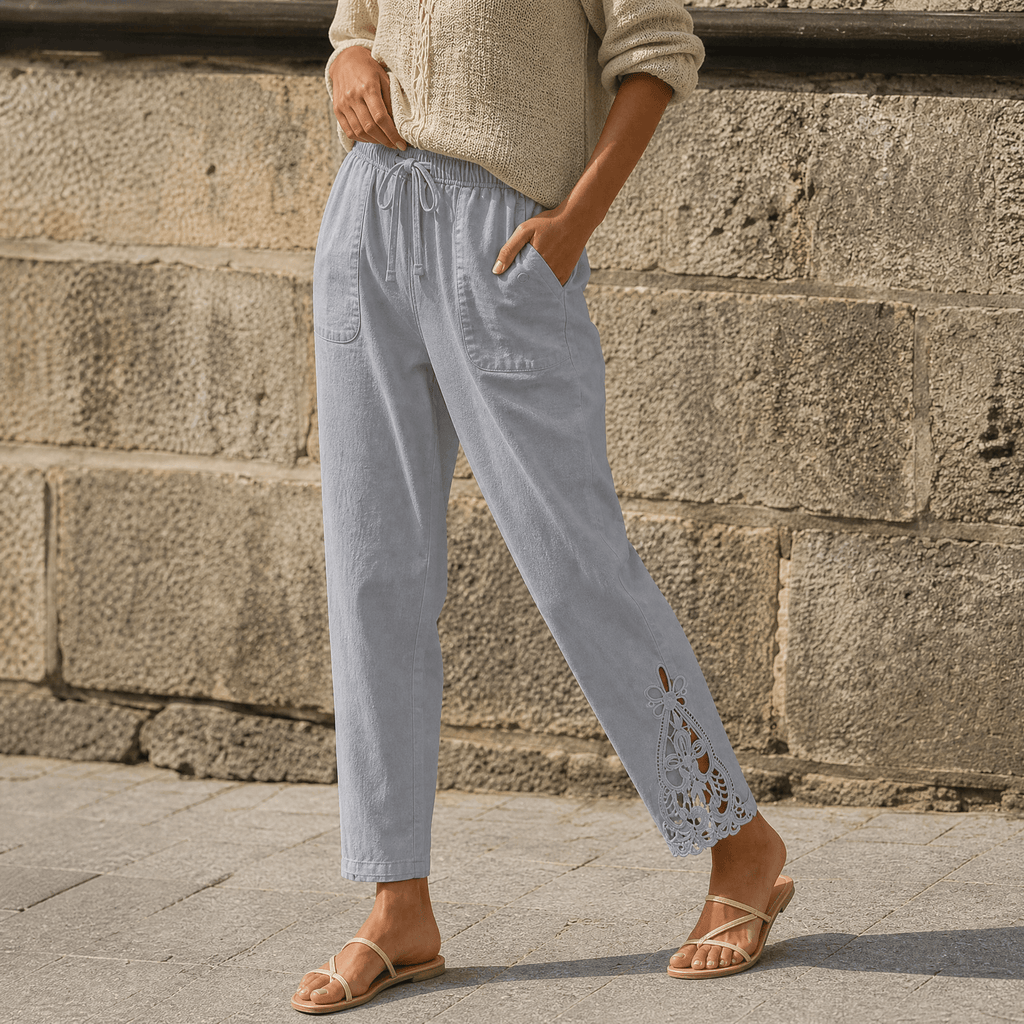 Liora – Women's Lace Trim Drawstring Comfort Pants