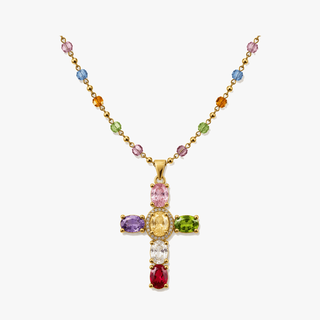 Lumora – Rainbow Cross Pendant Necklace