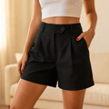 Lunavia - High-Waist Pleated Tailored Shorts