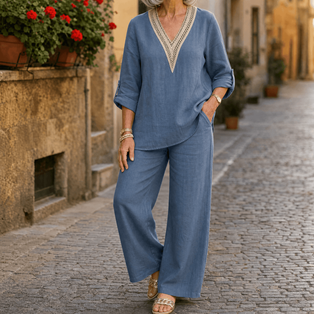 Lunavia – Women's Crochet V-Neck Set