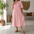Lunavia – Women's Linen Polo Midi Dress