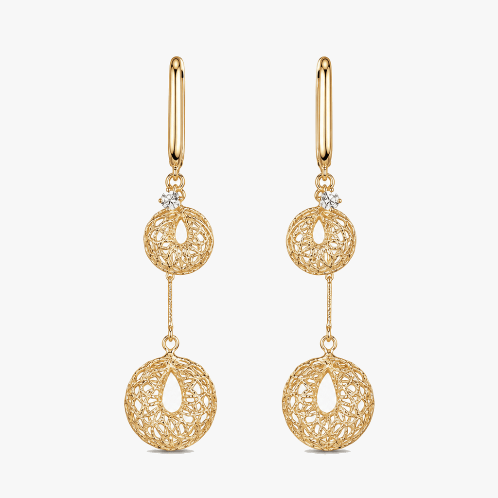 Lunavia – Woven Gold Crystal Drop Earrings