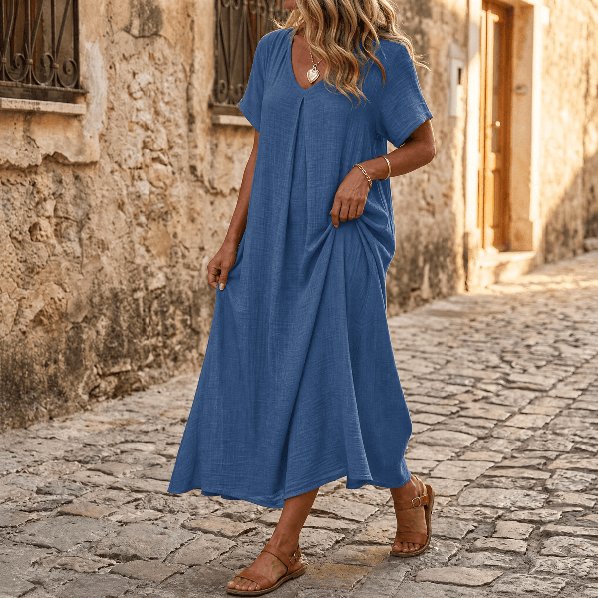 Lunessa – Women's breezy linen-look summer dress