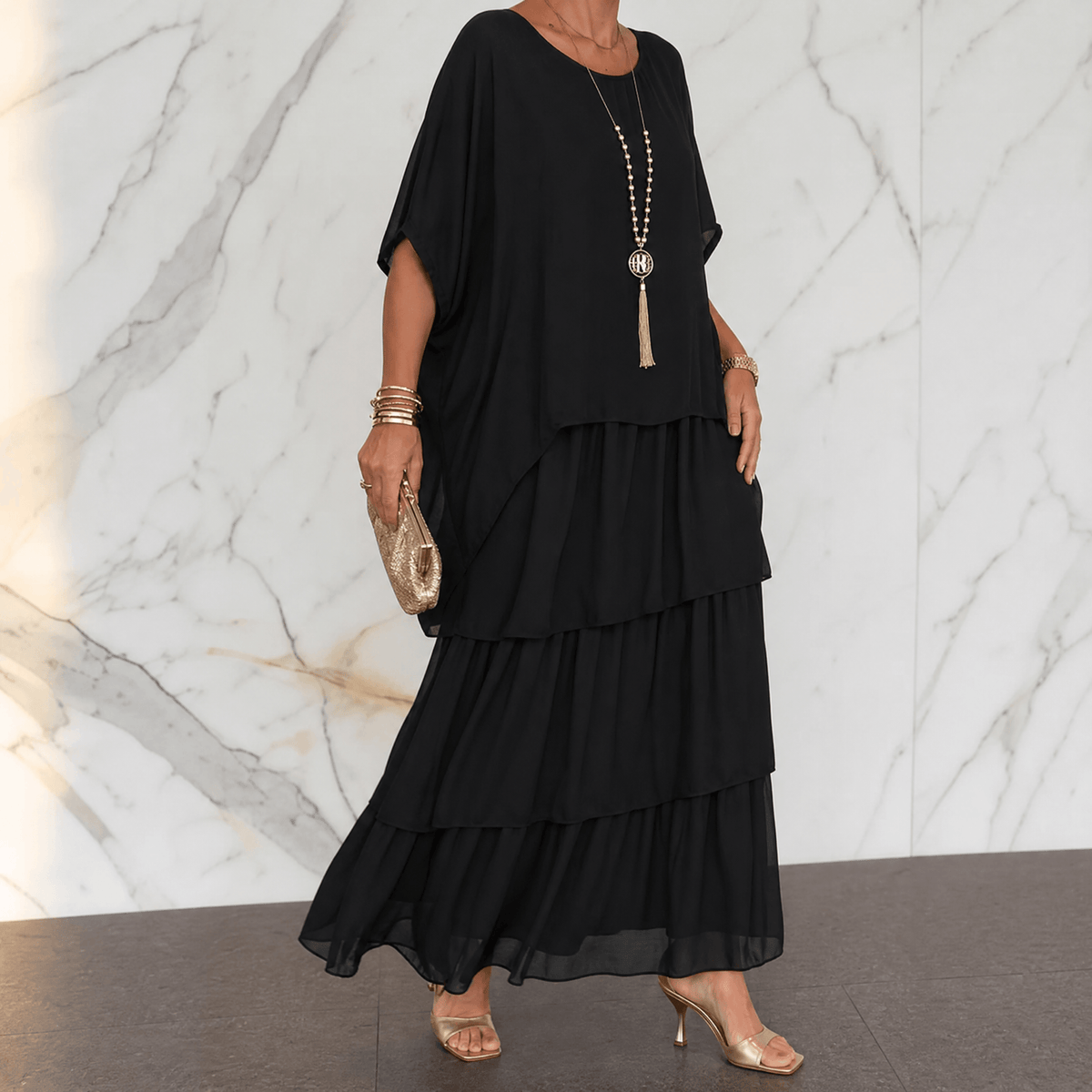 Marella – Women's Elegant Tiered Dress for Events