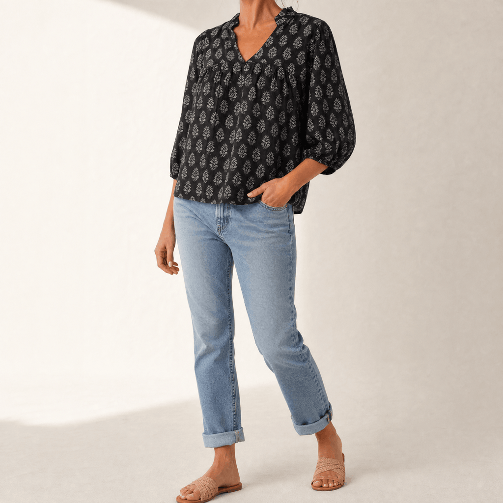 Marivell – Women's Block-Print V-Neck Summer Blouse