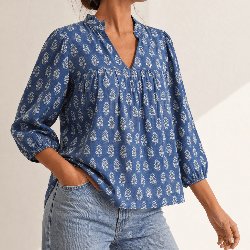 Marivell – Women's Block-Print V-Neck Summer Blouse