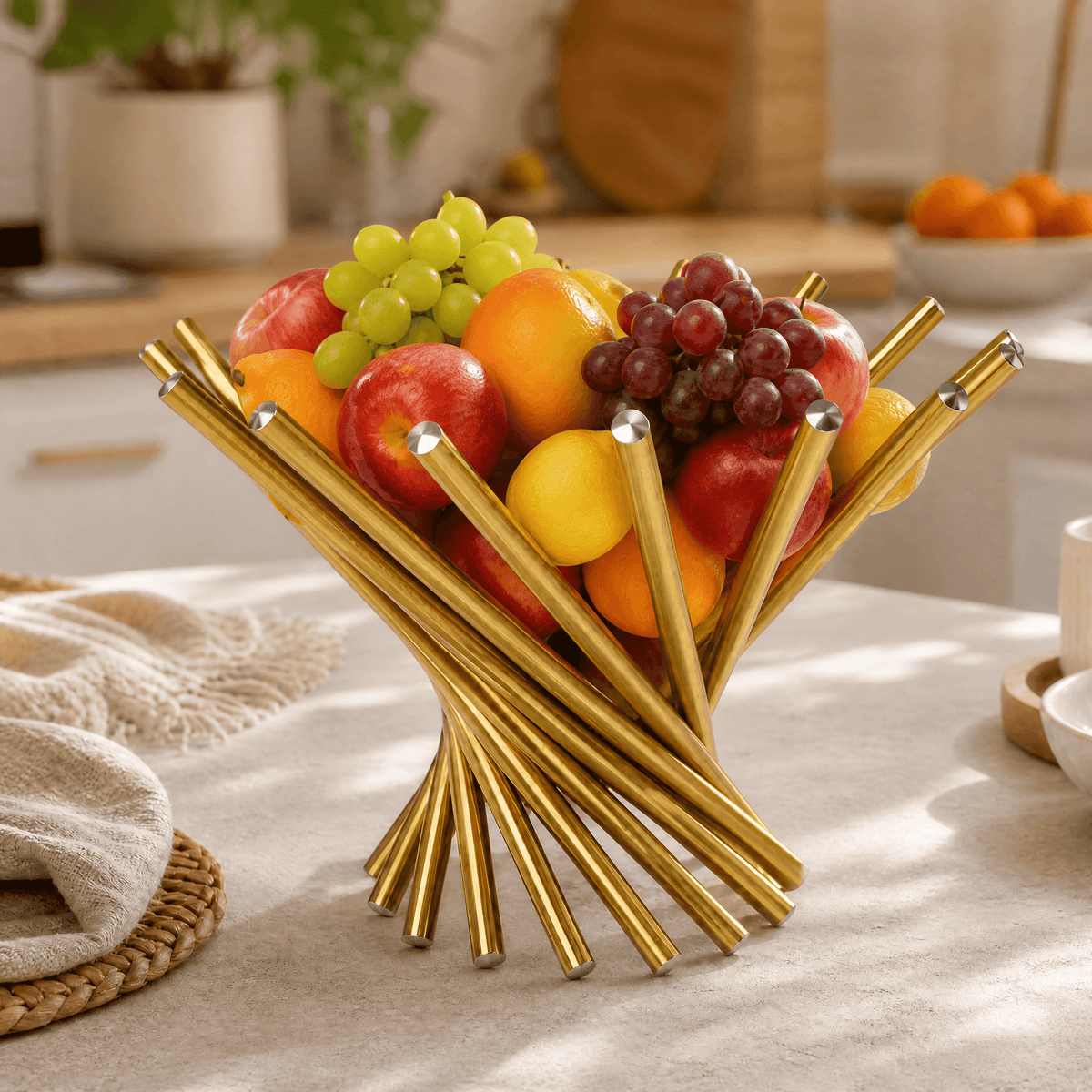 Nestelle – Elegant Stainless Steel Fruit Display Bowl