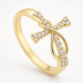 Graceloop – Mobius Cross Ring with Pavé Stones, Gold or Silver