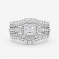 Lunavia – Princess Cut Cubic Zirconia Statement Ring with Triple Pavé Band