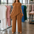 Wearbella – Asymmetric Hem Roomy-Fit Top And Pants Set