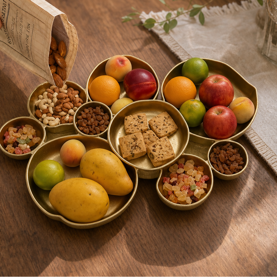 Clusterware – Nine-Bowl Clustered Metal Serving Tray