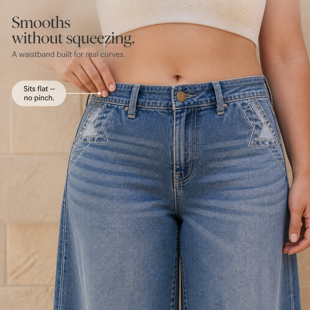 Wearbella – High Waisted Wide Leg Vintage Wash Jeans