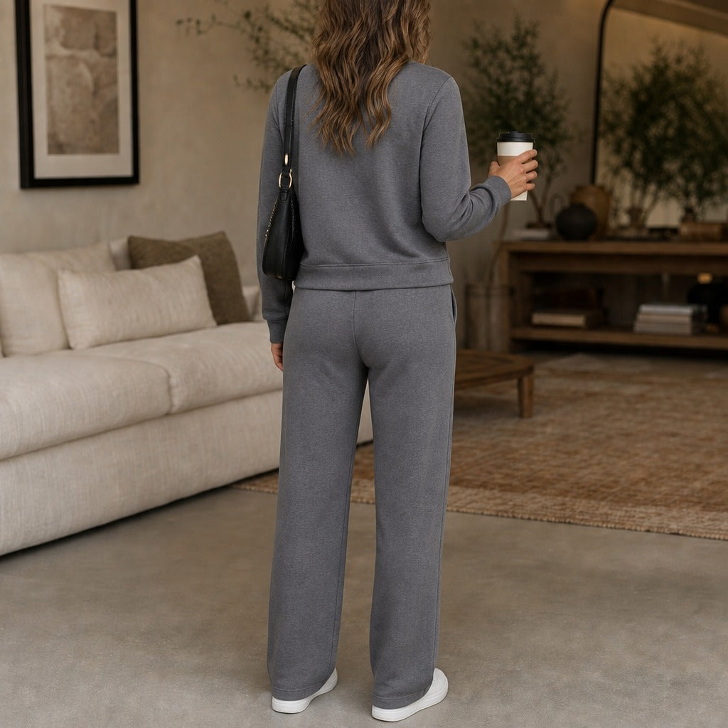 Wearbella – Pleated Crew Neck Drawstring Waist Lounge Set