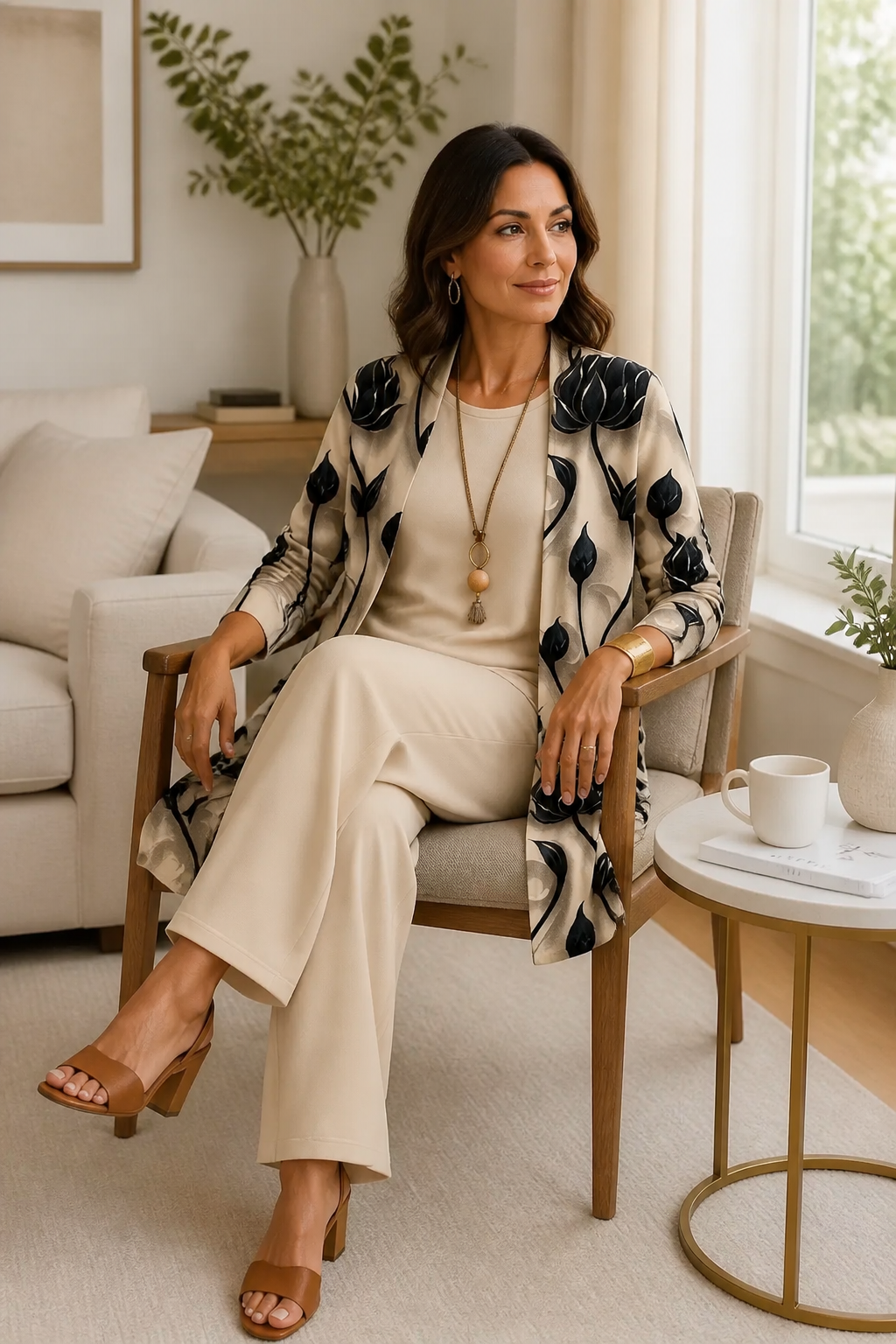 Vestrella – Printed Three-Piece Wide-Leg Set