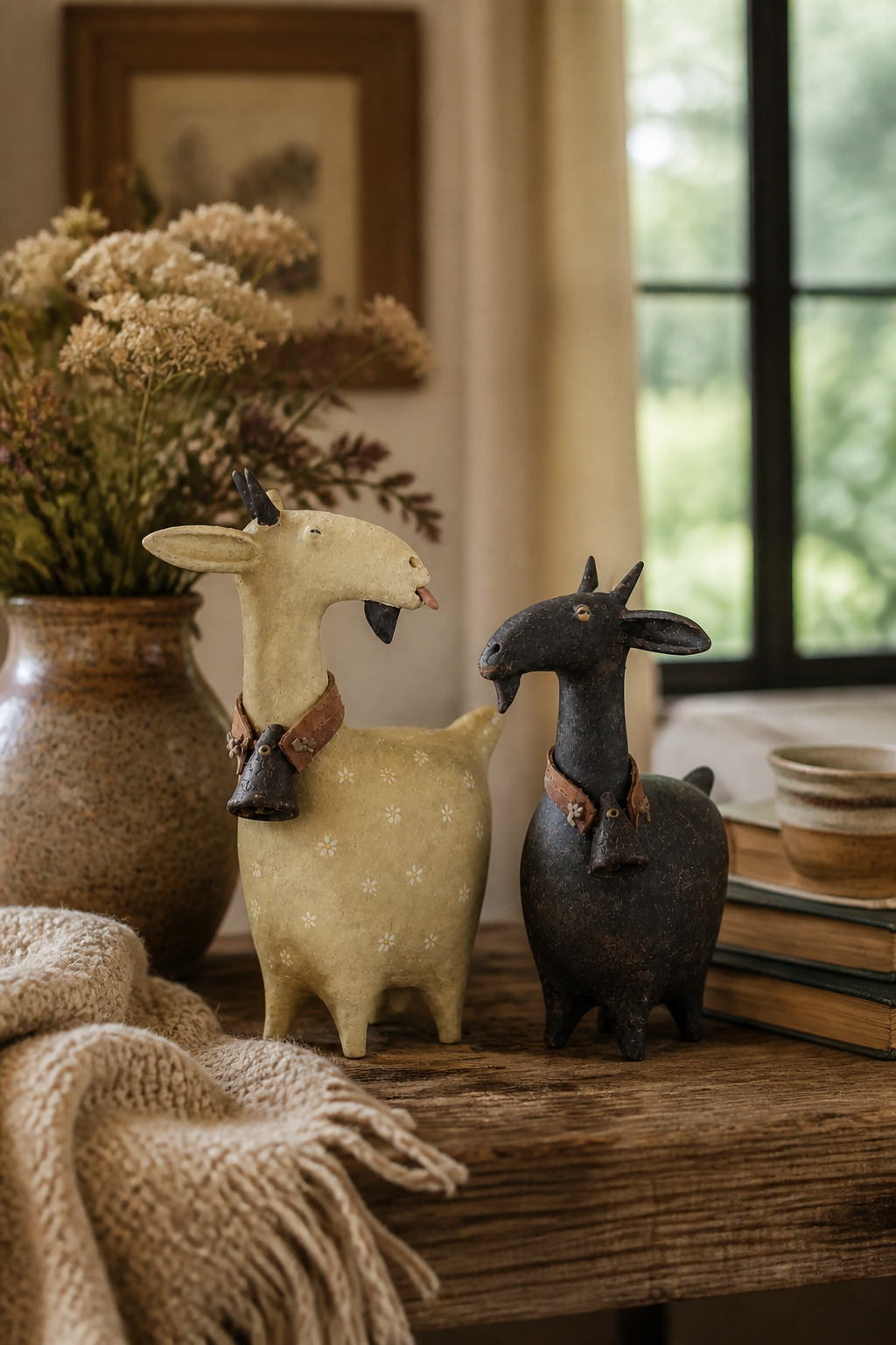 Meadowbrook – Rustic Distressed Resin Goat Figurine Set