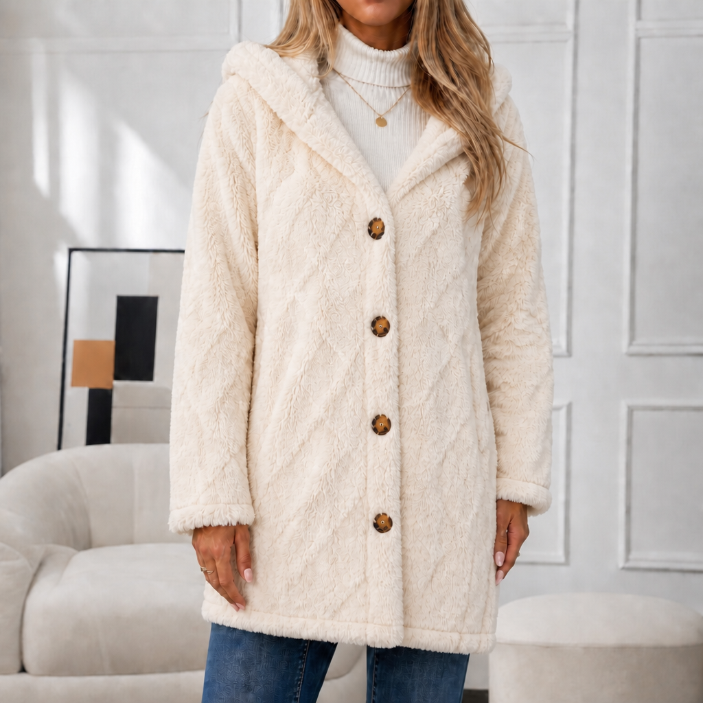 Wearbella – Diamond Jacquard Plush Hooded Coat