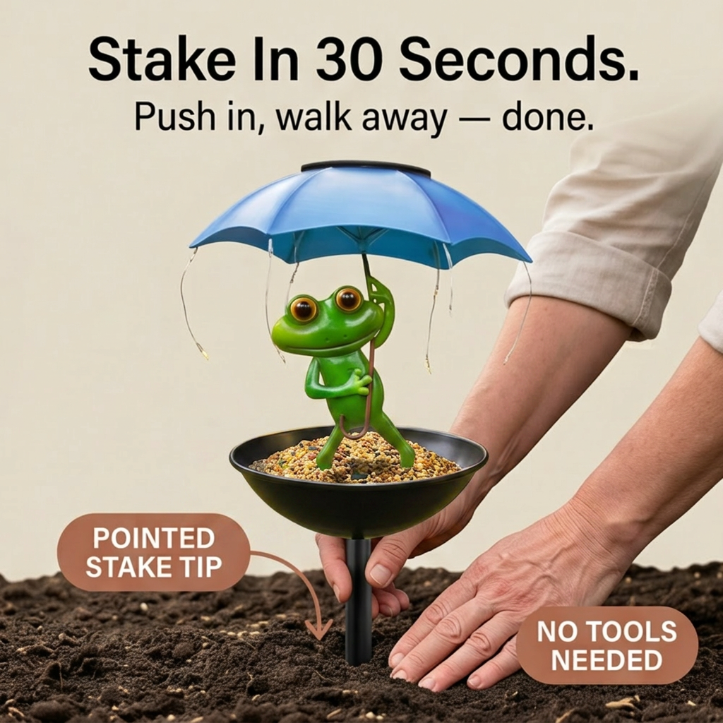 Magic Frog – Solar Garden Lamp with Bird Feeder