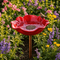 PetalHaven – Hand-Formed Poppy Bird Bath Garden Stake