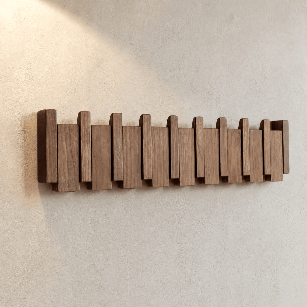Pianello – Contoured Wood Wall Hanger with Fold-Down Hooks