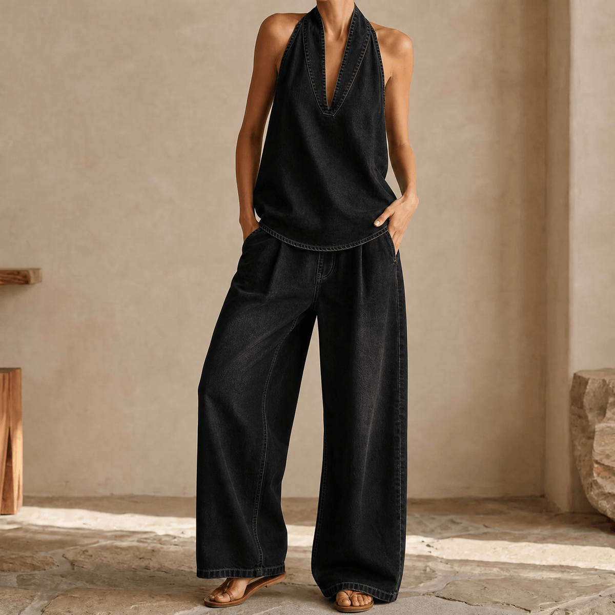 Rivella – Washed Denim Two Piece Summer Set