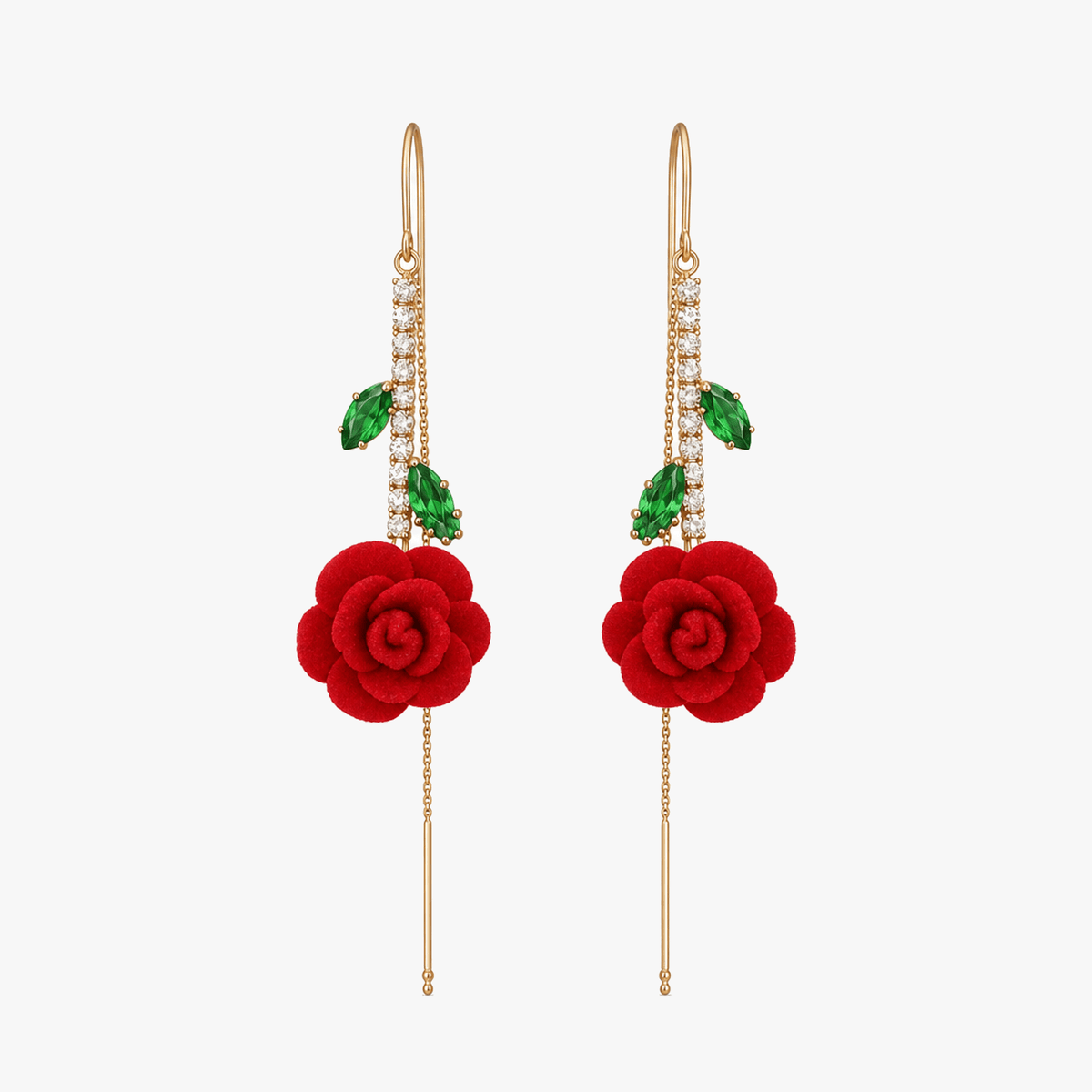 Roselyn – Romantic Rose and Emerald Earrings