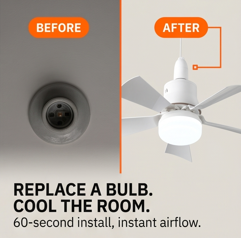 Socketcool – Screw-In Ceiling Fan with LED Light & Remote
