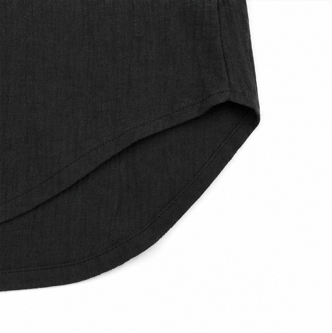 Sereva – Women's Relaxed V-Neck Linnen Blouse with Three-Quarter Sleeves and Curved Hem