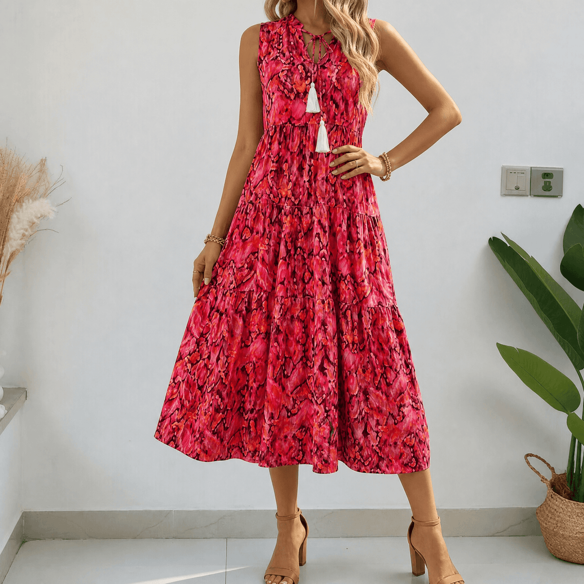 Soleia – Women's Tiered Boho Midi Dress