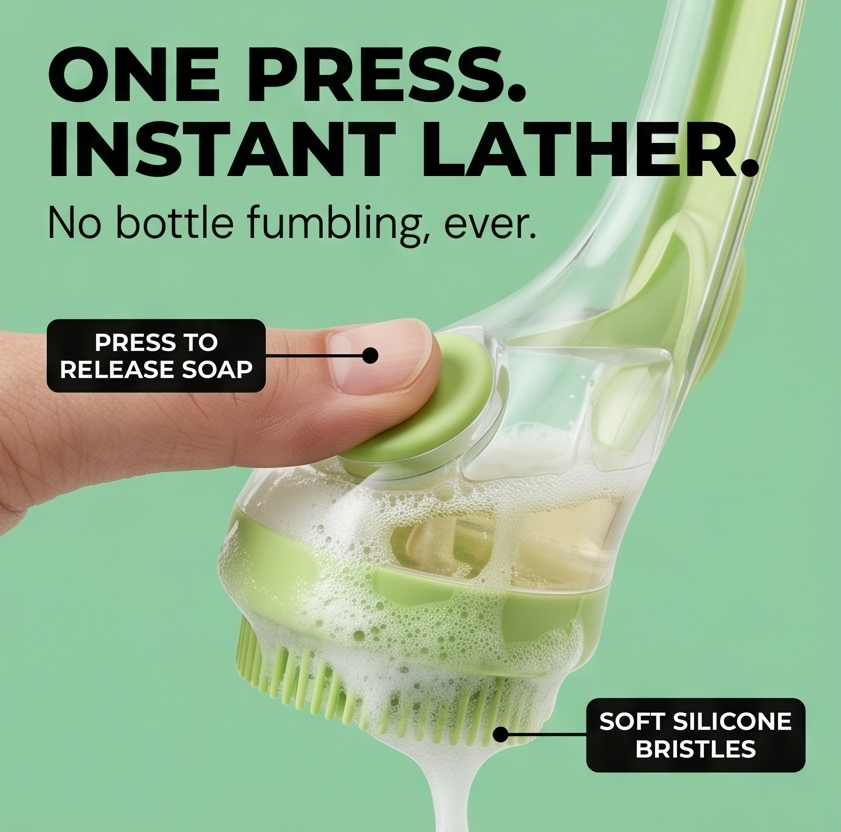 Sudsly – Pet Bath Brush with Built-in Shampoo Dispenser