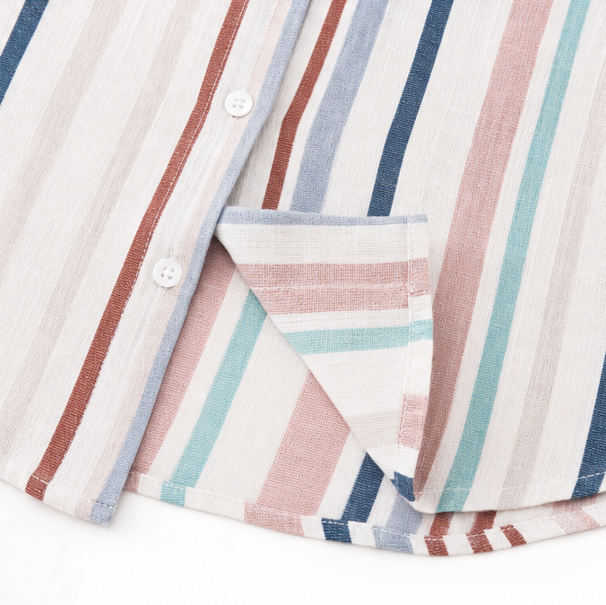 Sunlyn – Striped Short Sleeve Button Down Shirt, Relaxed Summer Blouse for Women