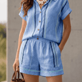Tara – Women's Coastal Striped Shirt and Shorts Set
