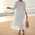 Tessara – Embossed Texture Midi Dress for Women