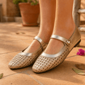 Tessara - Women's Woven Square Toe Mary Jane Flats