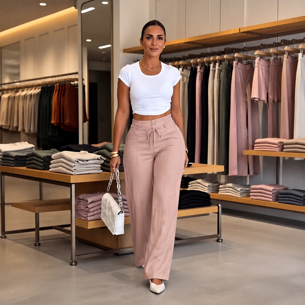 Trouserie – Drawstring Wide-Leg Trousers With Elastic Back