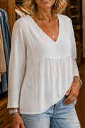Wearbella – Lace-look V-Neck Long Sleeve Blouse