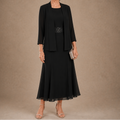 Elowen – Sleeveless Beaded-Waist Chiffon Dress With Jacket
