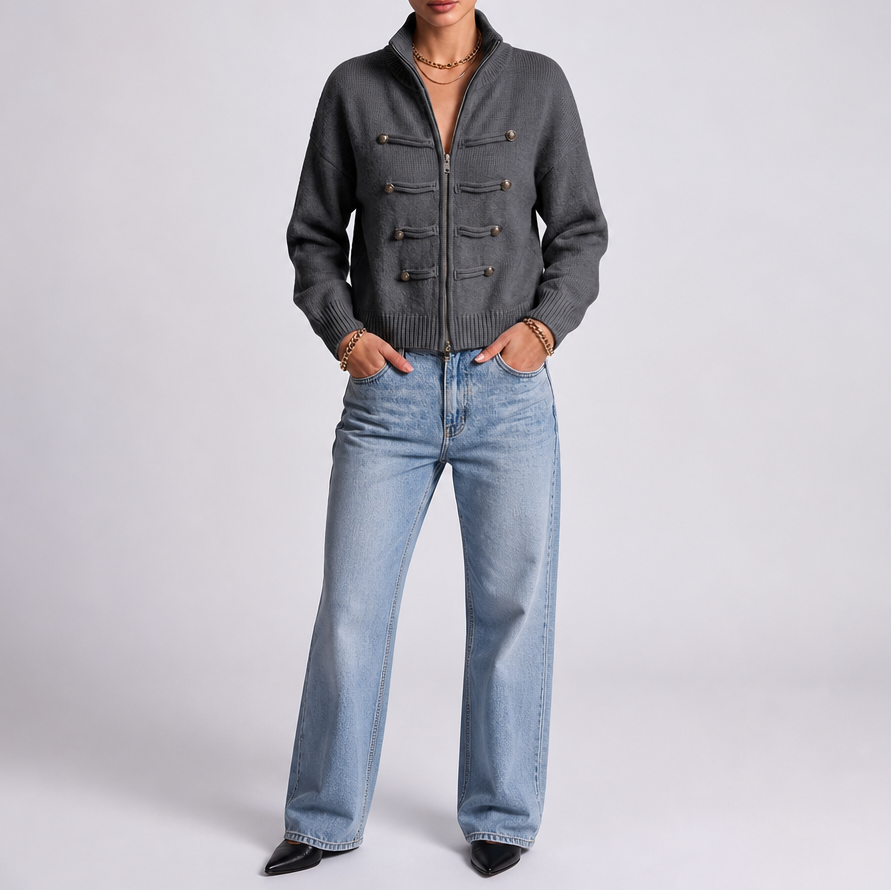 Wearbella – Hussar Knot-Detail Zip Cardigan