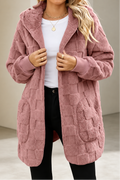 Plushden – Checkered Fuzzy Open-Front Cardigan