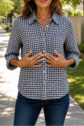 Everwear – Checkered Long-Sleeve Button-Up Shirt For Women