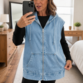 Wrapdrift – Oversized Hooded Denim Like Vest