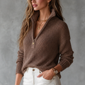 ElevenOra – Half-Zip Collar Textured Knit Sweater