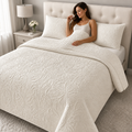 Beddura – Embossed Floral Washed Cotton Comforter Set