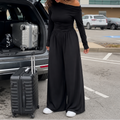 Wearbella – Off-Shoulder Ruched Wide-Leg Jumpsuit