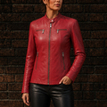 Sillette – Padded-Shoulder Cropped Faux-Leather Moto Jacket