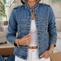 Fielden – Standing Collar Multi-Button Denim Jacket